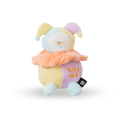 BITE ME Long-Lasting Nosework Clown Toy plush dog toy with treat pockets, squeaker, and crinkly hood for interactive nosework play